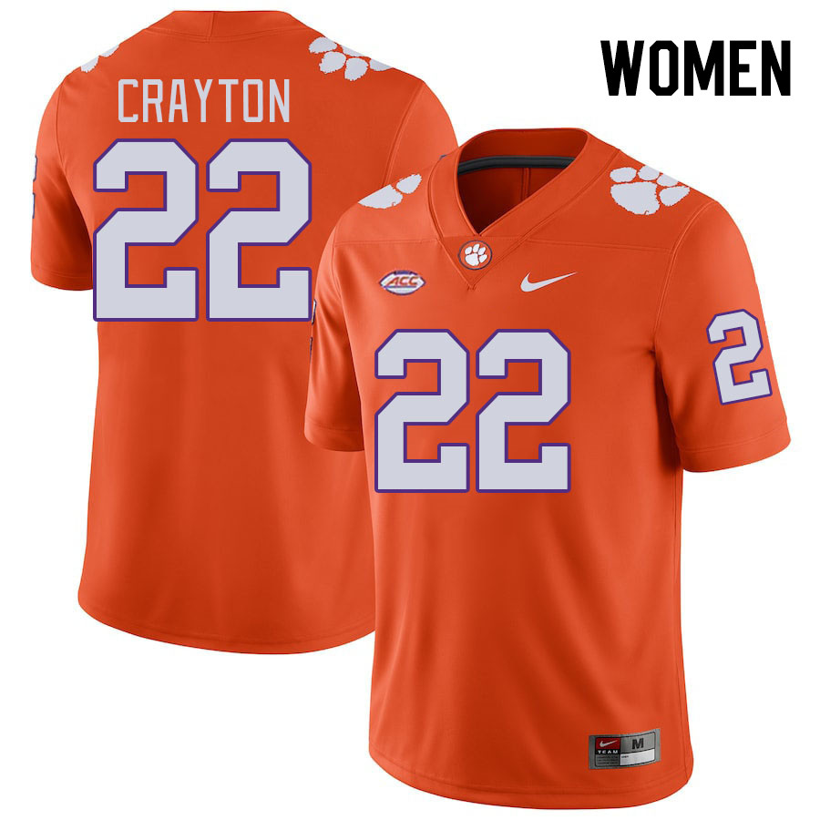Women's Clemson Tigers Dee Crayton #22 College Orange NCAA Authentic Football Stitched Jersey 23DO30NG
